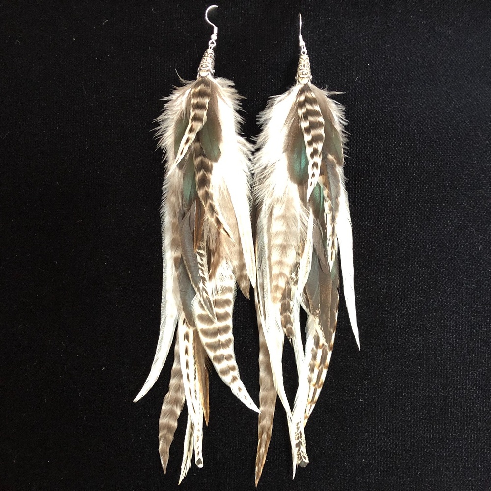 (SOLD) Real Feather Earrings ~ Boho Earrings - Picture 4 of 6